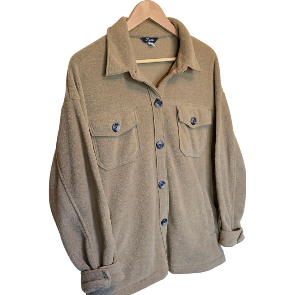 Tan/Camel Fleece "Shacket" sz L - Picture 3 of 8